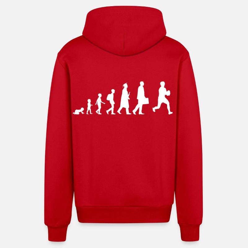 Évolution du rugby - Veste à capuche bio décontractée fabriquée en UE - rouge