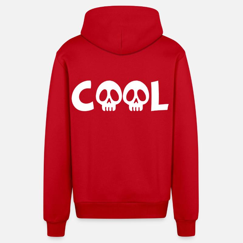Crâne et cool (blanc) - Veste à capuche bio décontractée fabriquée en UE - rouge