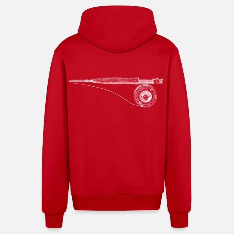 Pêche à la mouche - Veste à capuche bio décontractée fabriquée en UE - rouge