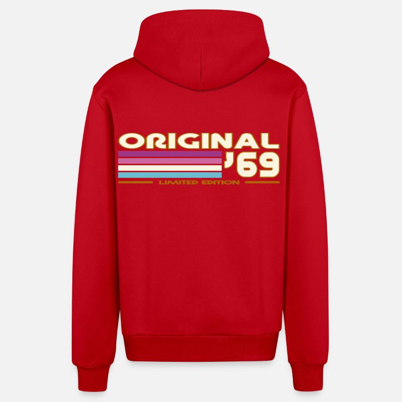 1969 - Veste à capuche bio décontractée fabriquée en UE - rouge