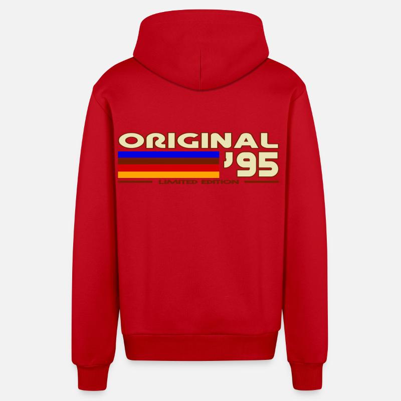 1995 - Veste à capuche bio décontractée fabriquée en UE - rouge
