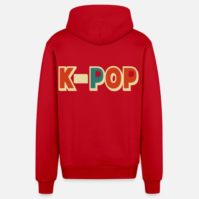 K-pop 5 couleurs customizables - Veste à capuche bio décontractée fabriquée en UE - rouge