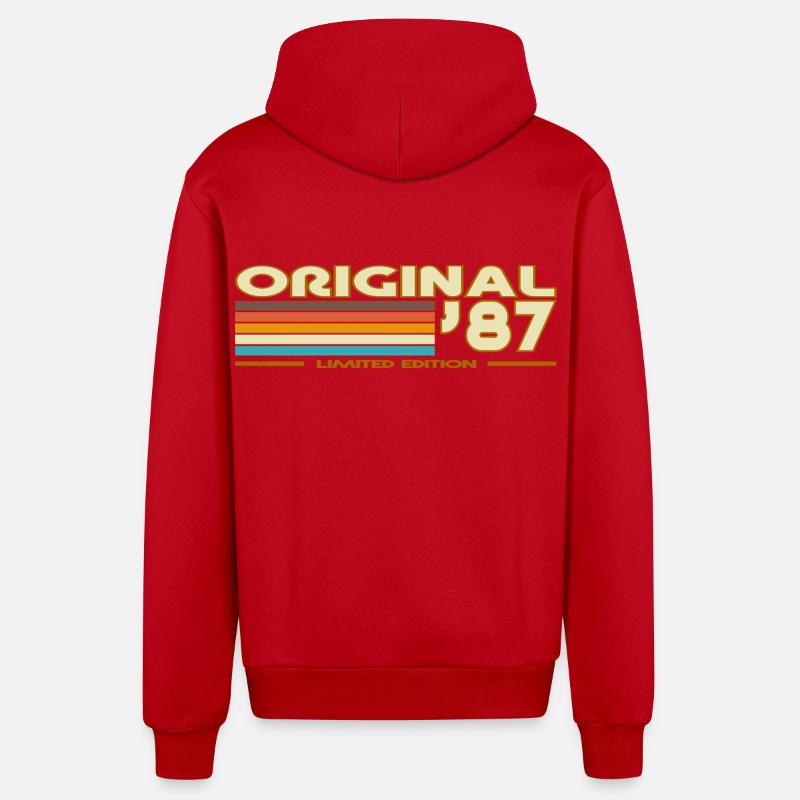 Original 87 Retrowave Rayures - Veste à capuche bio décontractée fabriquée en UE - rouge