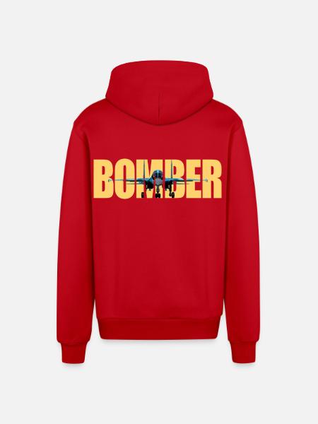 Bomber Su-34 - Organic Relaxed Hooded Jacket Made in EU - red