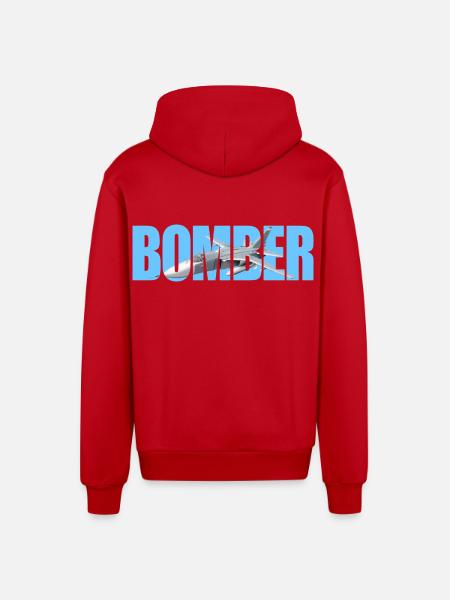 Bomber Su-24 - Organic Relaxed Hooded Jacket Made in EU - red
