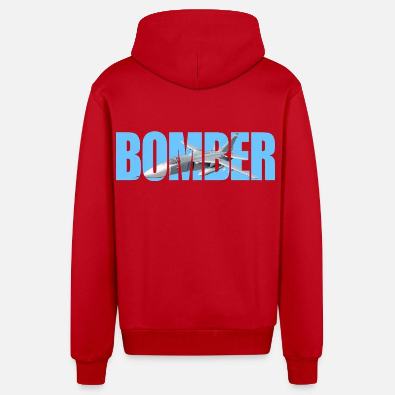 Bomber Su-24 - Organic Relaxed Hooded Jacket Made in EU - red