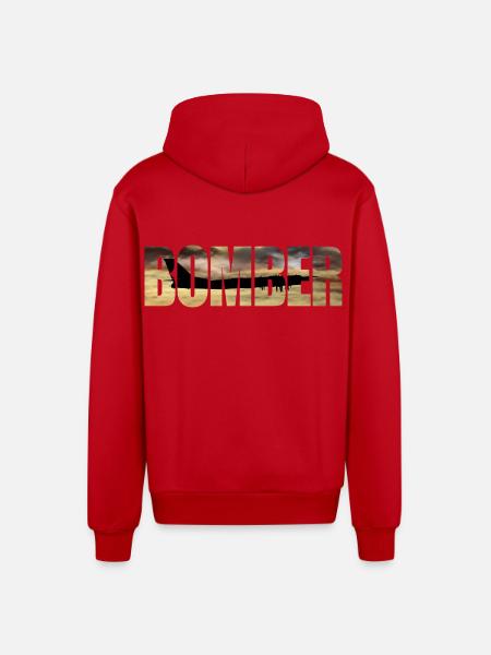 Bomber Tu-95 - Organic Relaxed Hooded Jacket Made in EU - red