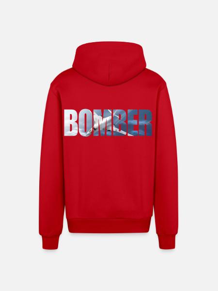 Bomber Tu-160 - Organic Relaxed Hooded Jacket Made in EU - red
