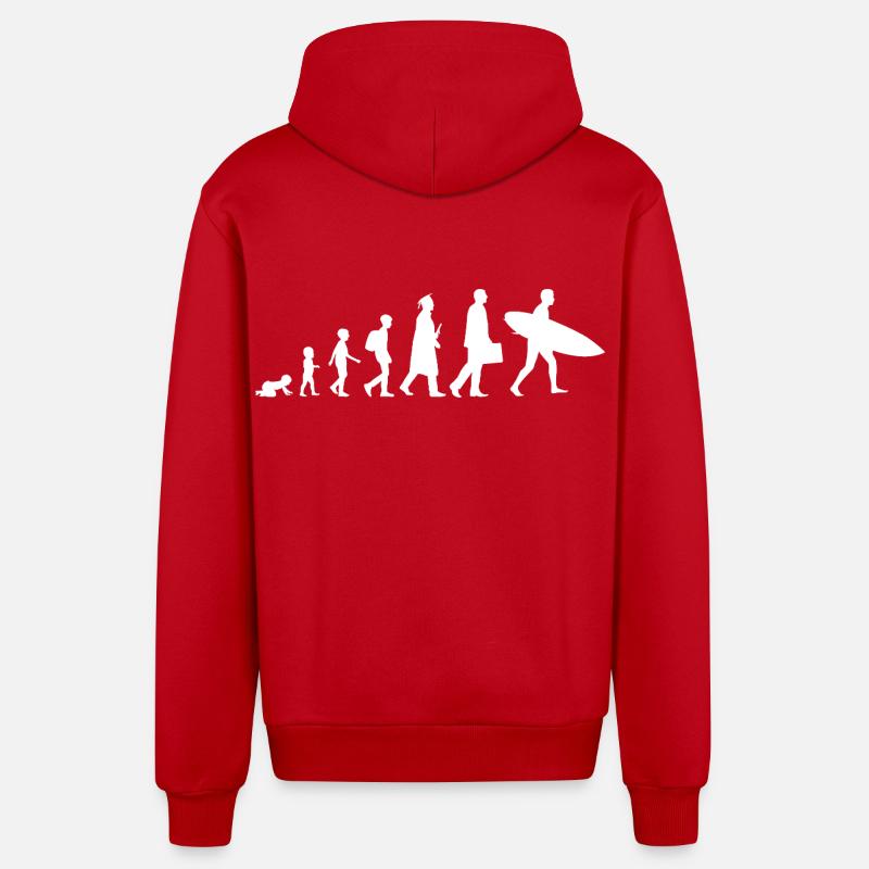 Evolution eines Surfers - Organic Relaxed Kapuzenjacke Made in EU - Rot