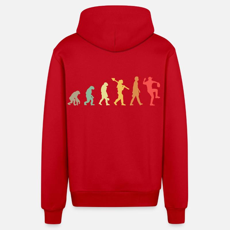 Évolution du baseball - Veste à capuche bio décontractée fabriquée en UE - rouge