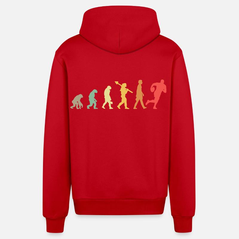 Evolution Rugby Player Rugby Development Retro - Organic Relaxed Hooded Jacket Made in EU - red