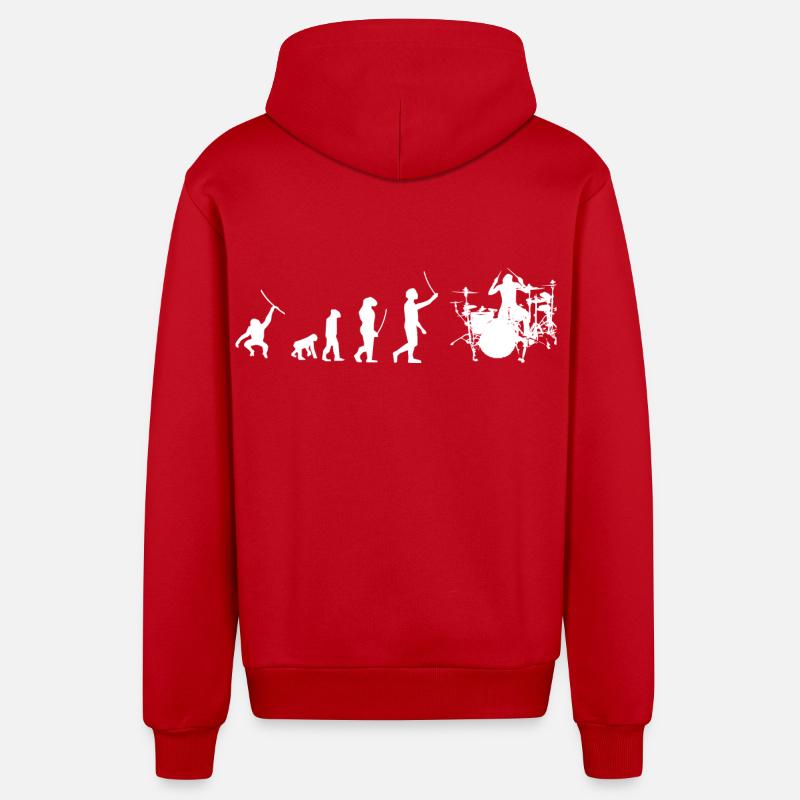 Evolution Drummer - Organic Relaxed Kapuzenjacke Made in EU - Rot