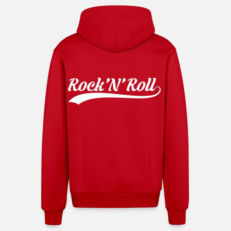 Logo sportif rétro Rock’N’Roll - Veste à capuche bio décontractée fabriquée en UE - rouge