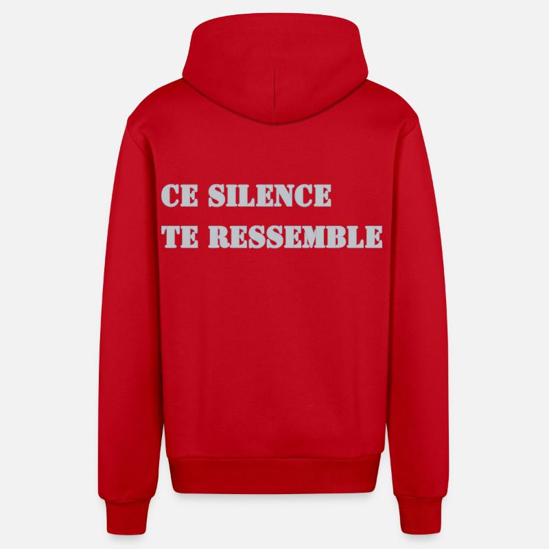 CE SILENCE TE RESSEMBLE - Veste à capuche bio décontractée fabriquée en UE - rouge