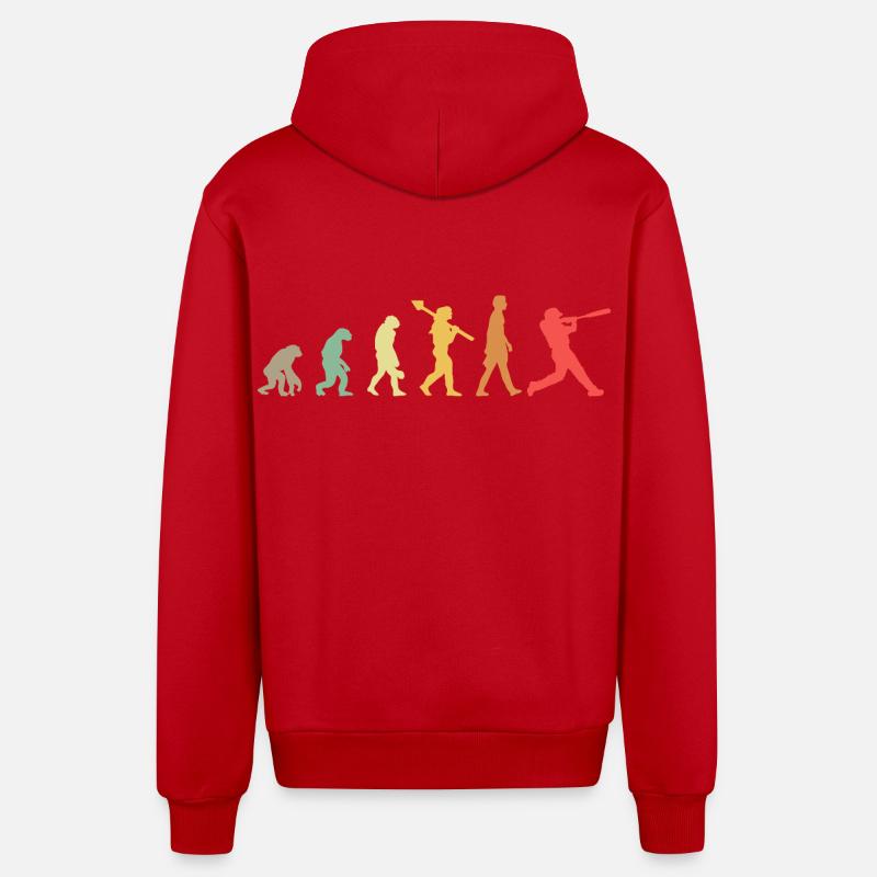 Évolution du baseball - Veste à capuche bio décontractée fabriquée en UE - rouge