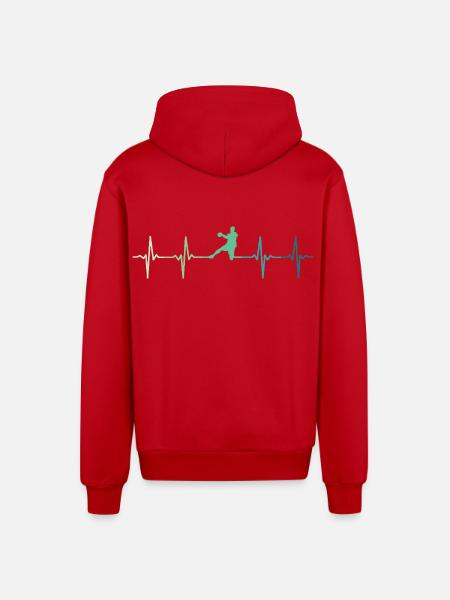 Handball, Herzschlag, Handball - Organic Relaxed Kapuzenjacke Made in EU - Rot