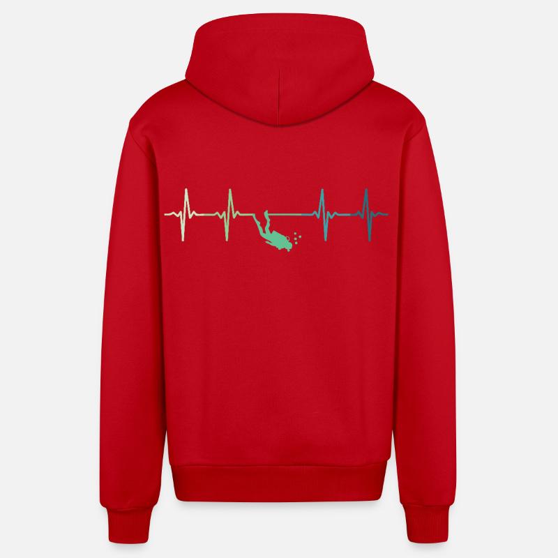 battement de coeur plongeur plongée diver - Veste à capuche bio décontractée fabriquée en UE - rouge