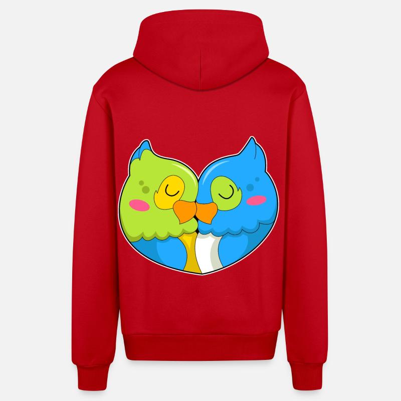 Amour de perroquet - Veste à capuche bio décontractée fabriquée en UE - rouge