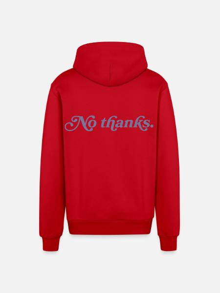 No thank you. - Organic Relaxed Hooded Jacket Made in EU - red