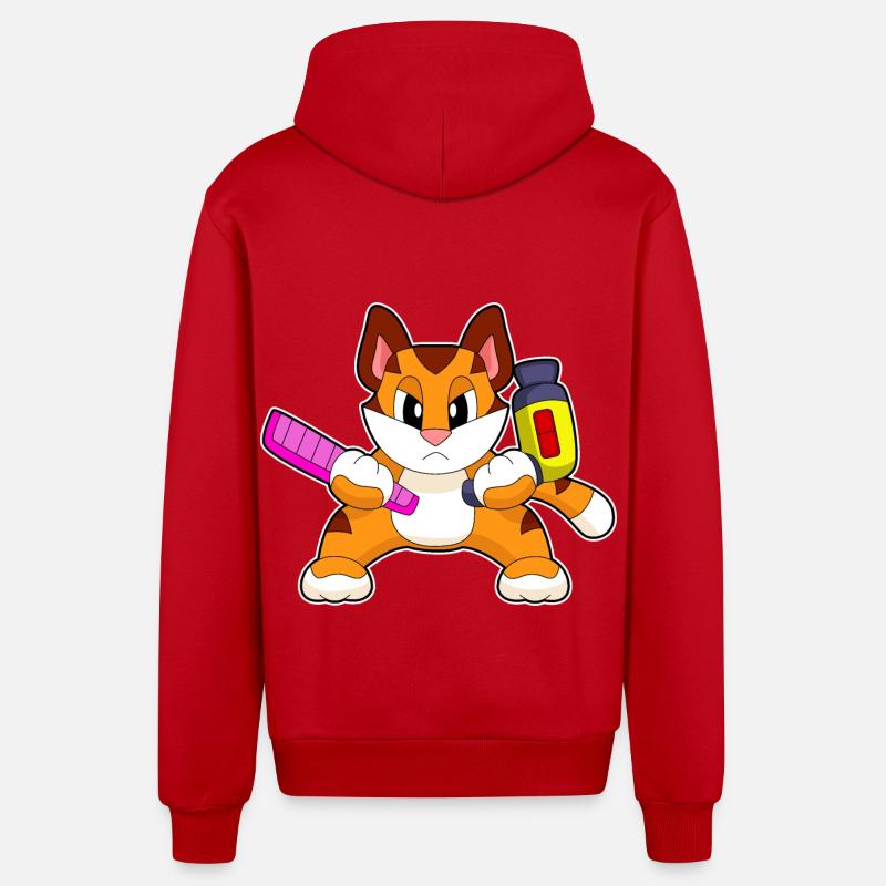 Tiger Coiffeur Peigne Sèche-cheveux - Veste à capuche bio décontractée fabriquée en UE - rouge