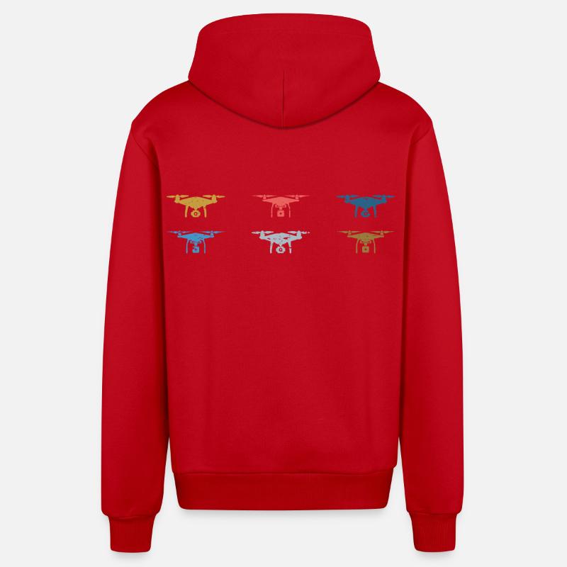 Heartbeat Drone Drones - Organic Relaxed Hooded Jacket Made in EU - red