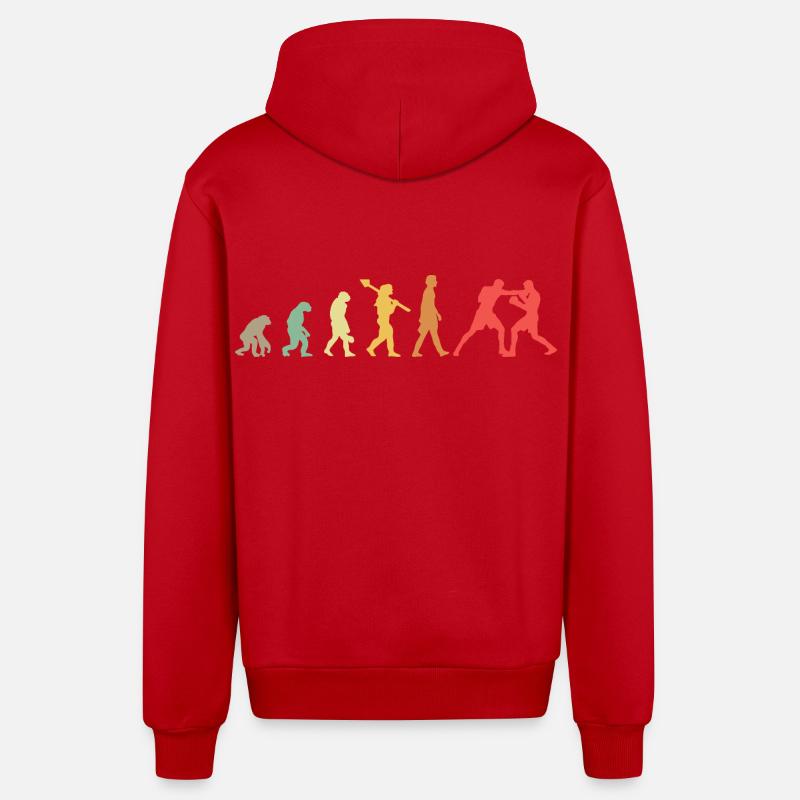 Boxing Evolution Boxing Development Rétro - Veste à capuche bio décontractée fabriquée en UE - rouge