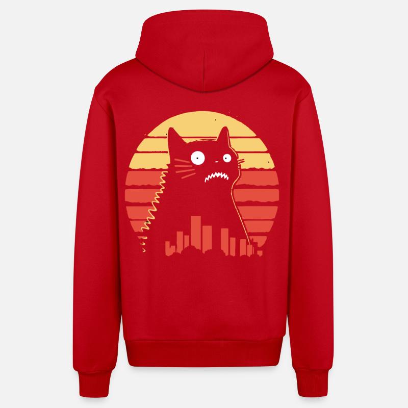 Chat monstre géant - Veste à capuche bio décontractée fabriquée en UE - rouge