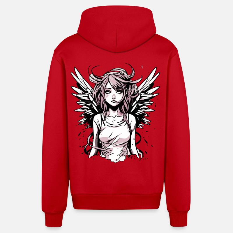 Modernes Engel Mädchen - Organic Relaxed Kapuzenjacke Made in EU - Rot