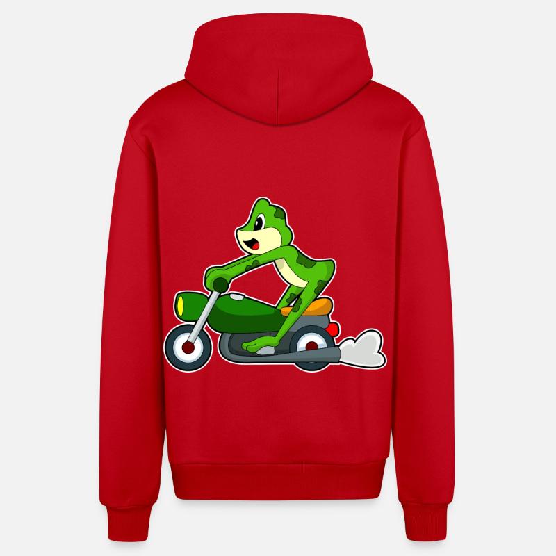 Moto Frog - Veste à capuche bio décontractée fabriquée en UE - rouge