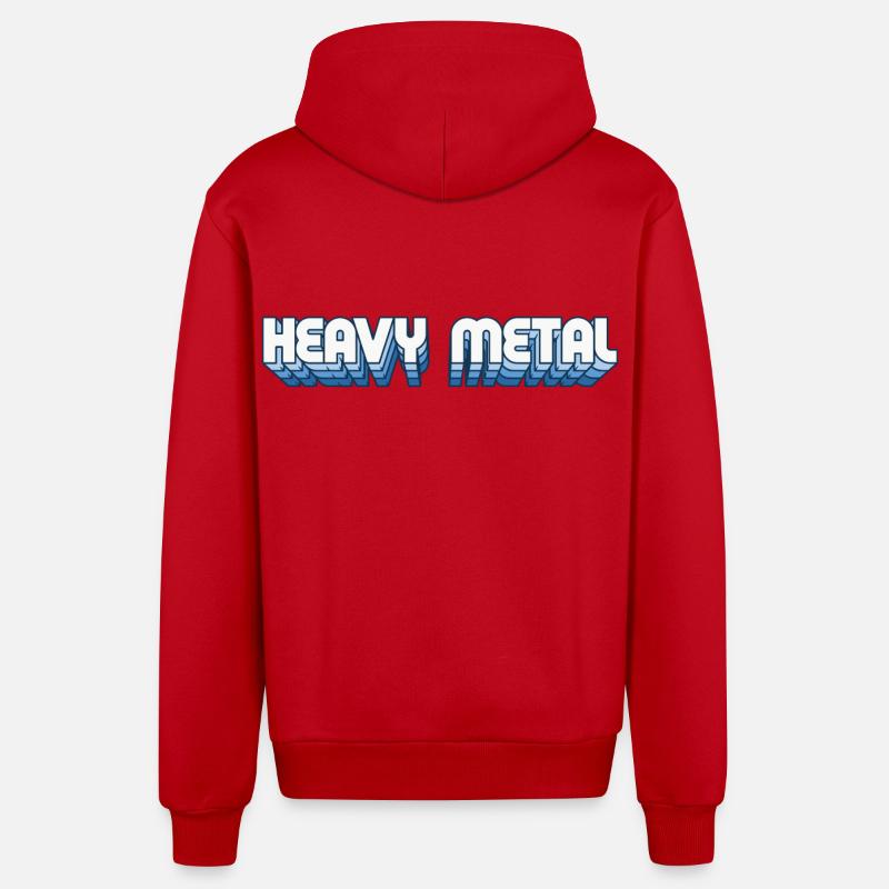 Heavy Metal Style Rétro Texte Logo - Veste à capuche bio décontractée fabriquée en UE - rouge