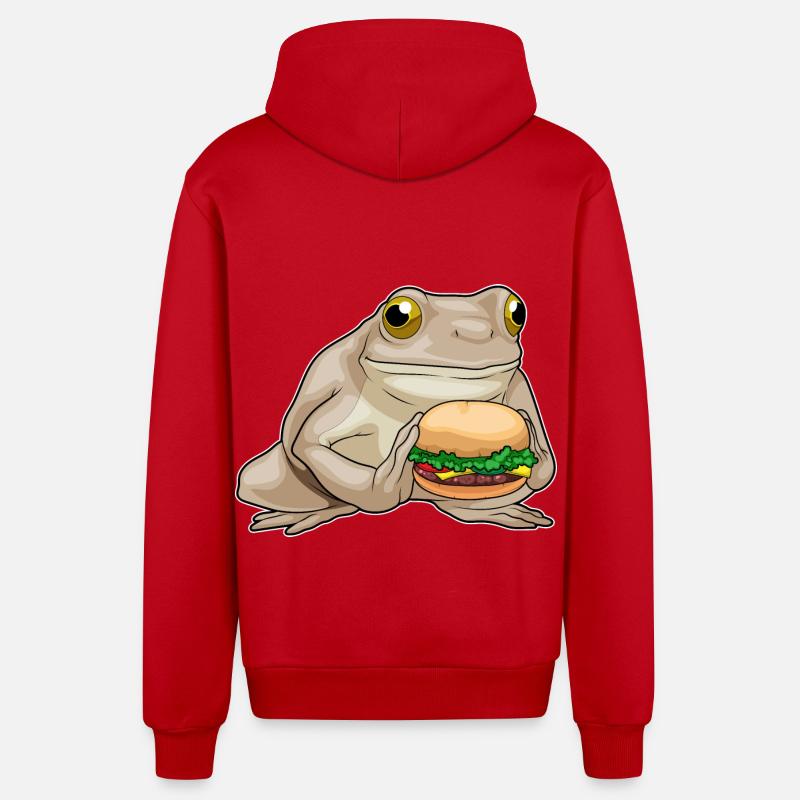 Burger de grenouille - Veste à capuche bio décontractée fabriquée en UE - rouge