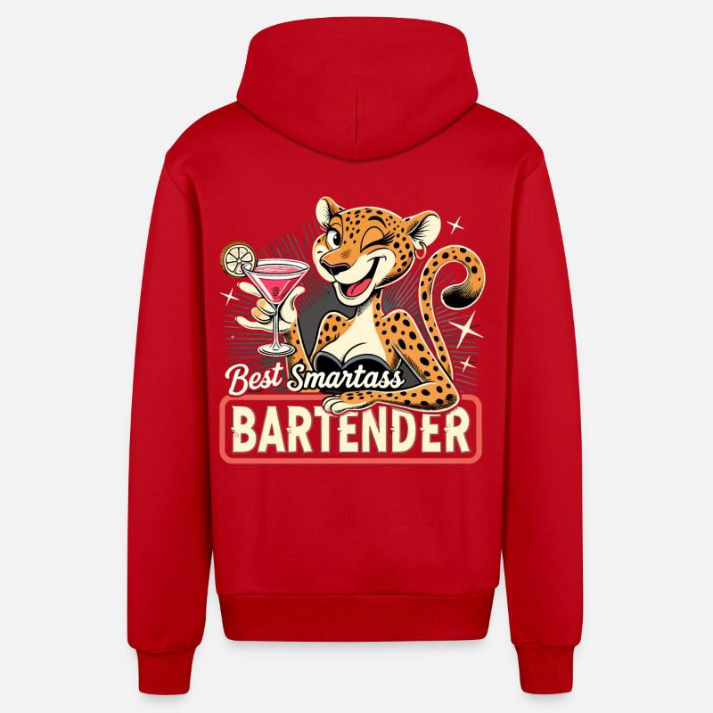 Barkeeperin Barfrau Leopardin Leopard Geschenk - Organic Relaxed Kapuzenjacke Made in EU - Rot