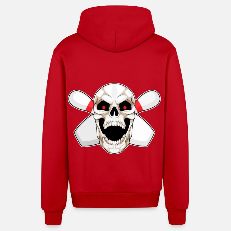 Skull Bowling Bowling Épingle - Veste à capuche bio décontractée fabriquée en UE - rouge