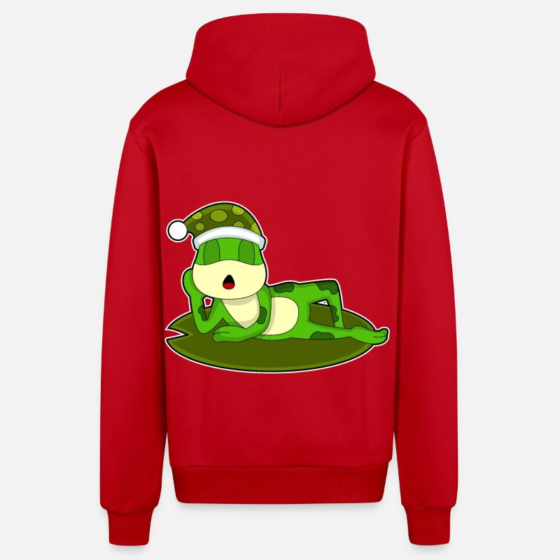Grenouille Sleeping Nightcap - Veste à capuche bio décontractée fabriquée en UE - rouge