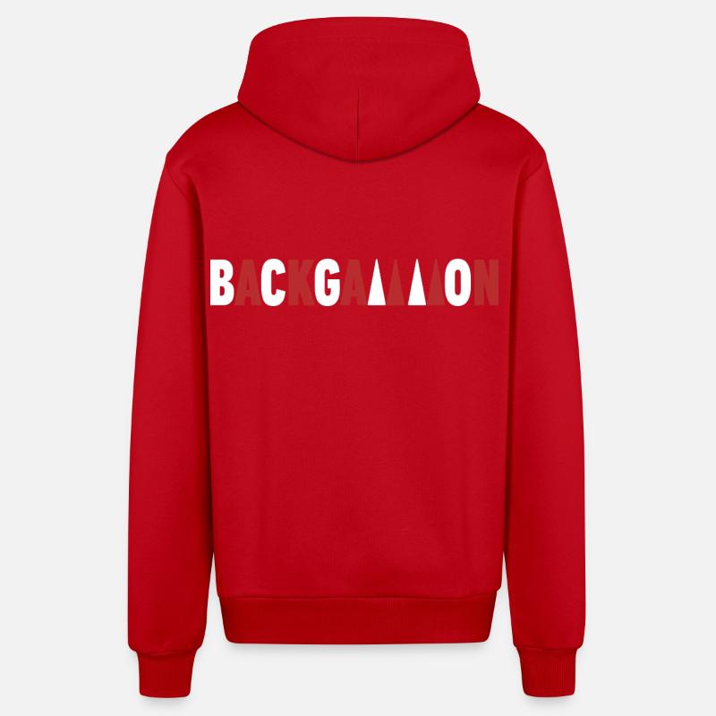 backgammon - Veste à capuche bio décontractée fabriquée en UE - rouge
