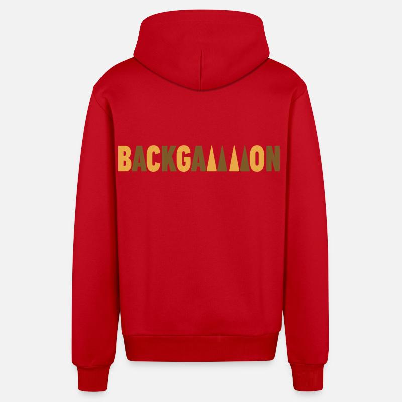 backgammon - Veste à capuche bio décontractée fabriquée en UE - rouge