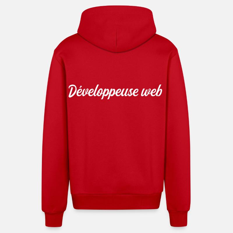 Web Developer - Organic Relaxed Hooded Jacket Made in EU - red