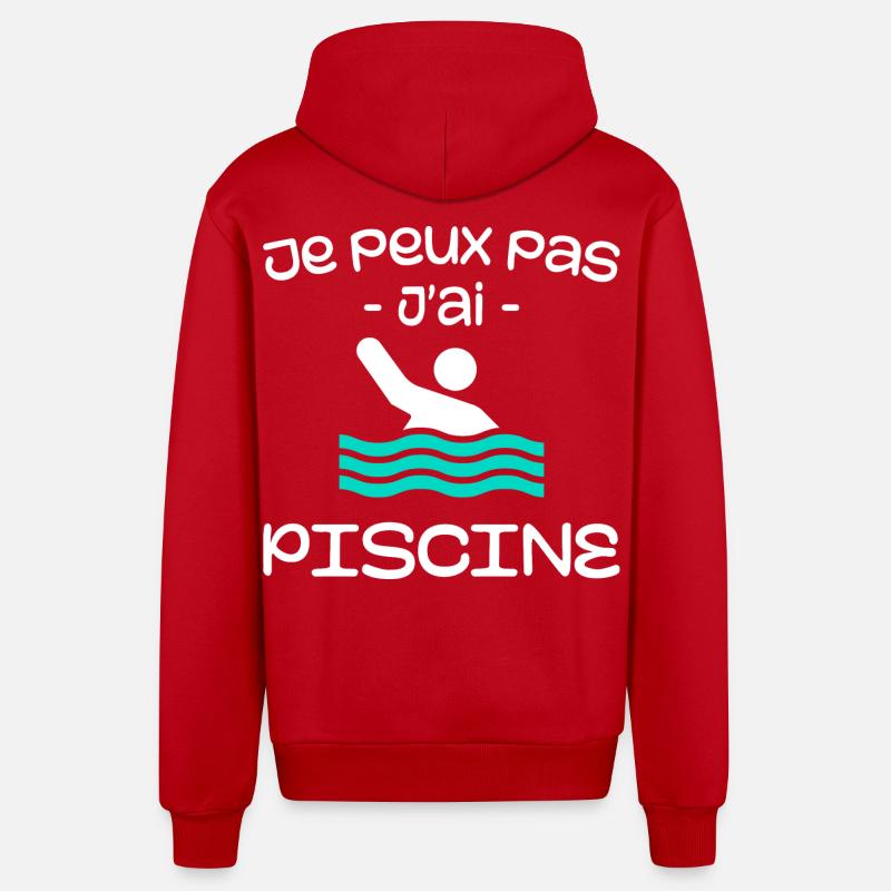 Je Peux Pas J'ai Piscine - Veste à capuche bio décontractée fabriquée en UE - rouge
