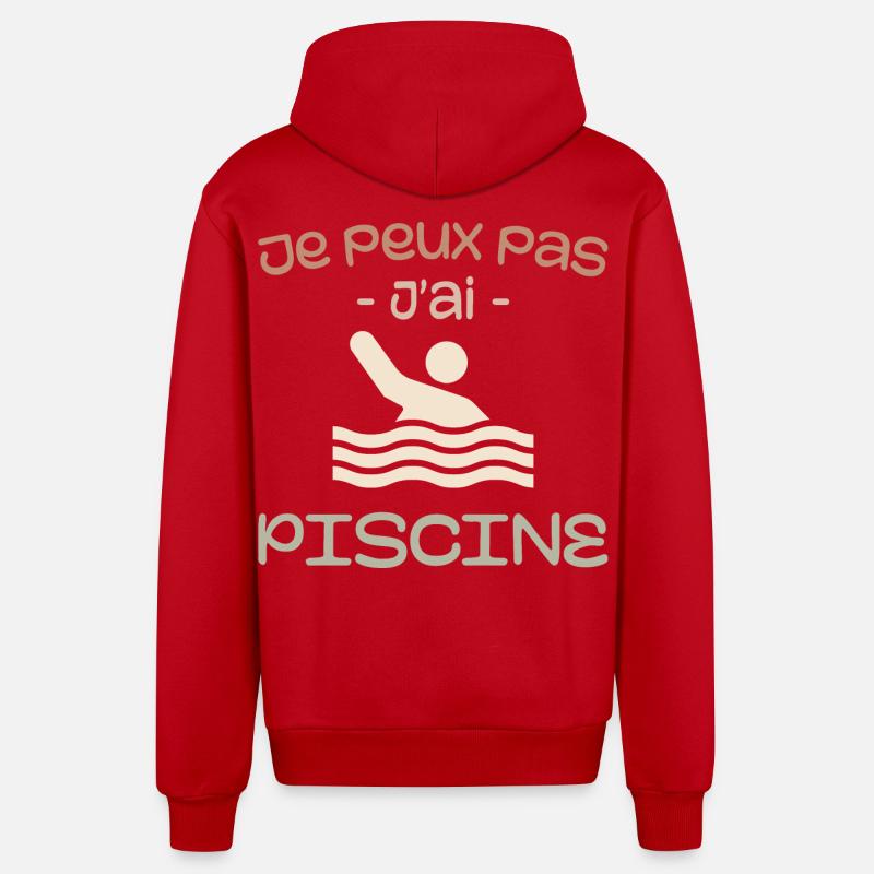 Je Peux Pas J'ai Piscine - Veste à capuche bio décontractée fabriquée en UE - rouge