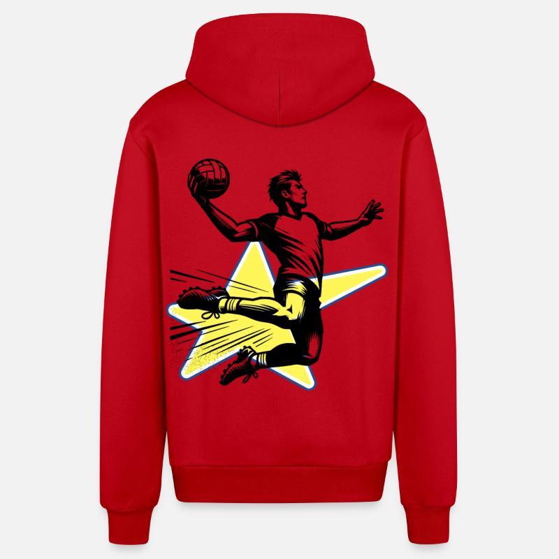 Handball Joueurs de handball - Veste à capuche bio décontractée fabriquée en UE - rouge