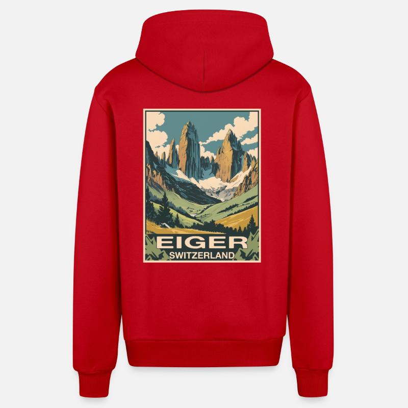 Eiger, Suisse - Veste à capuche bio décontractée fabriquée en UE - rouge