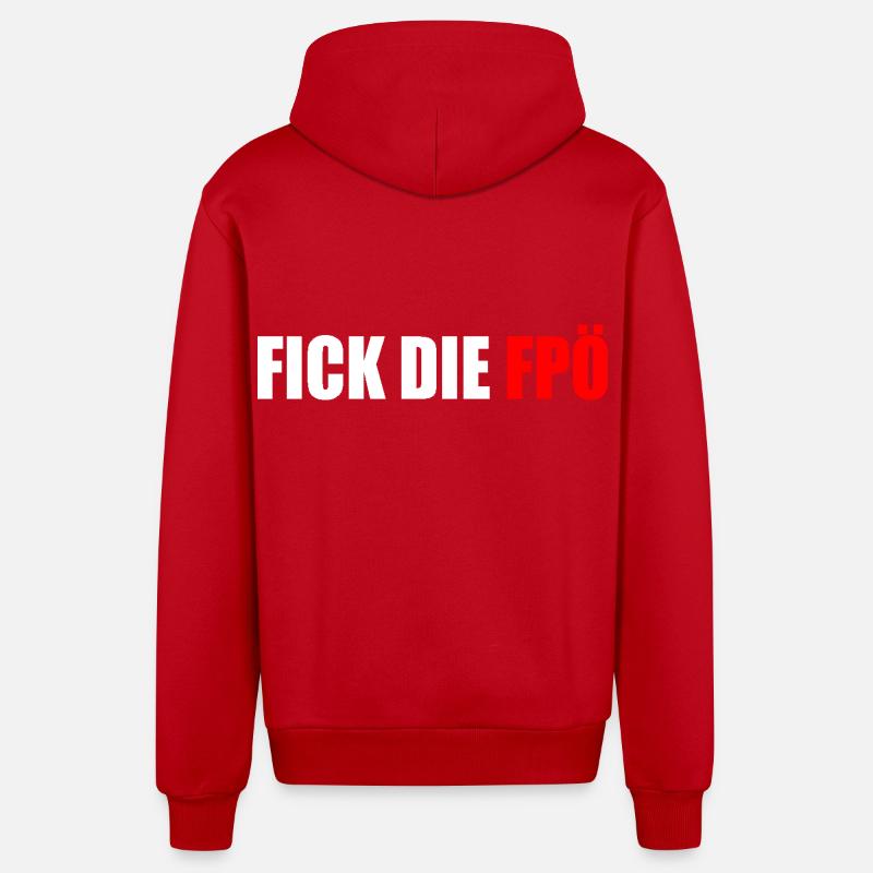 EMMERDE LE FPÖ - Veste à capuche bio décontractée fabriquée en UE - rouge