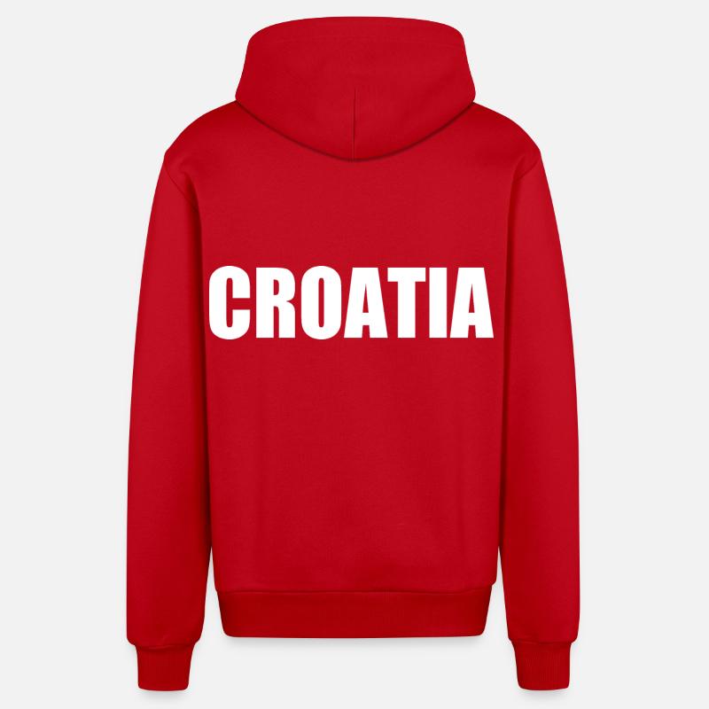 Croatie (Hrvatska) - Veste à capuche bio décontractée fabriquée en UE - rouge