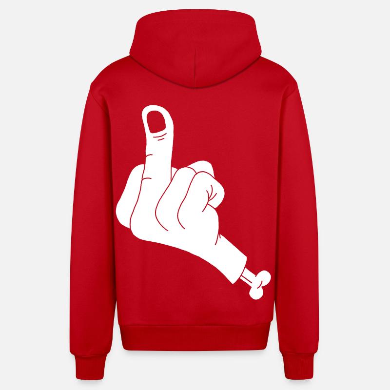 Main coupée et vulgarité (blanc) - Veste à capuche bio décontractée fabriquée en UE - rouge