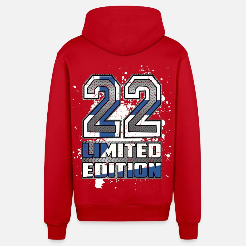 Finlande Édition Limitée 22 - Veste à capuche bio décontractée fabriquée en UE - rouge