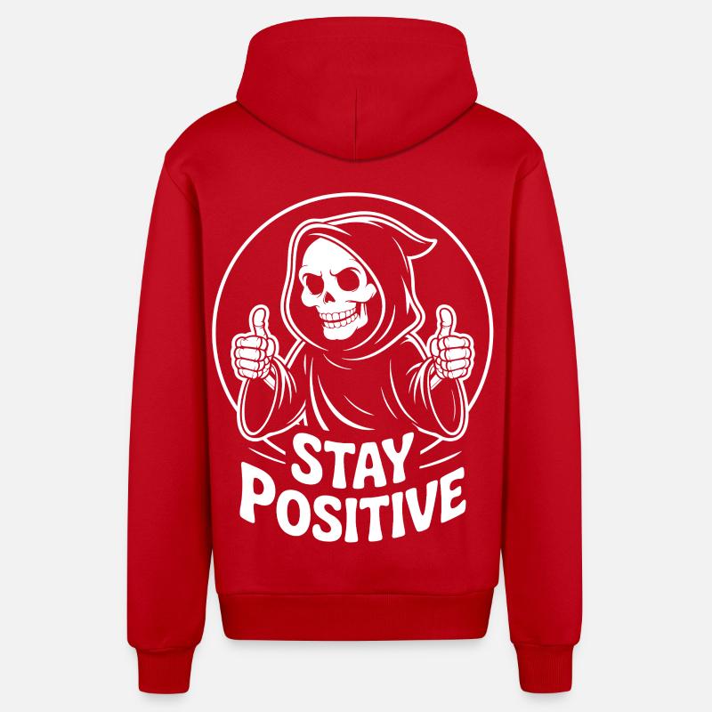 Sensenmann bleibt positiv - Organic Relaxed Kapuzenjacke Made in EU - Rot