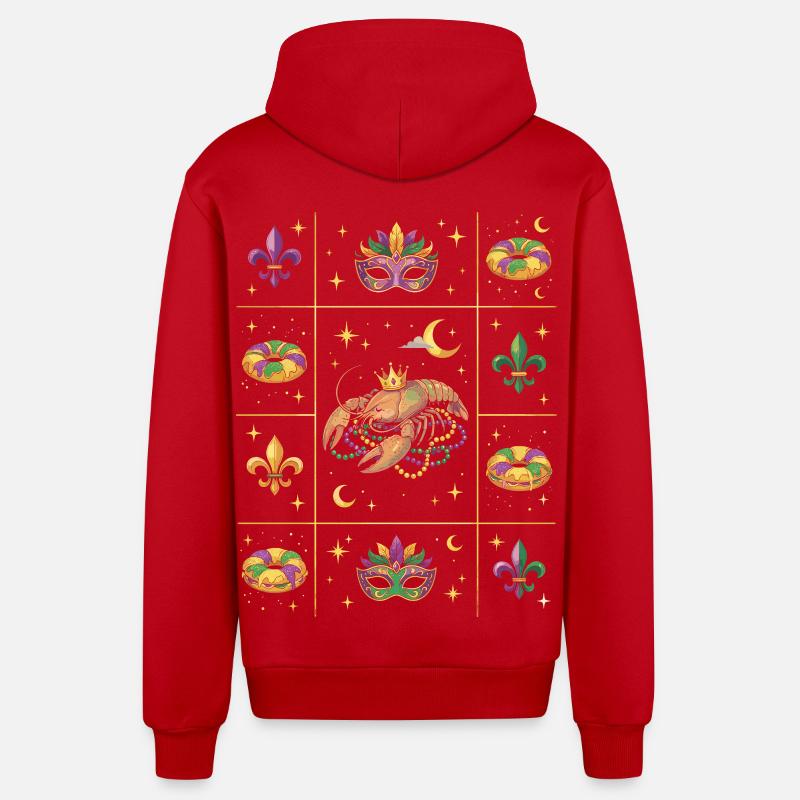 Mardi Gras du Carnaval des Écrevissés - Veste à capuche bio décontractée fabriquée en UE - rouge