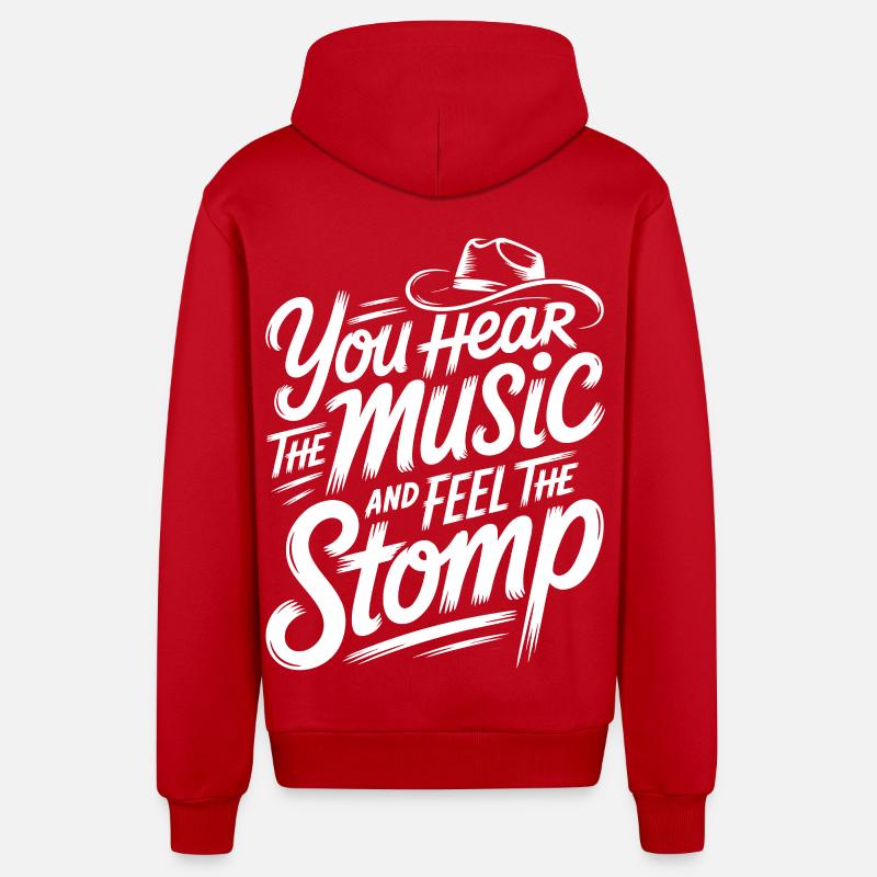 Musique & Stomp - Veste à capuche bio décontractée fabriquée en UE - rouge