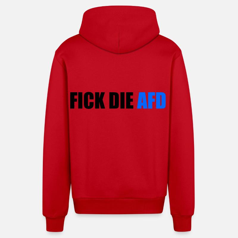 Fick die afd - Organic Relaxed Kapuzenjacke Made in EU - Rot