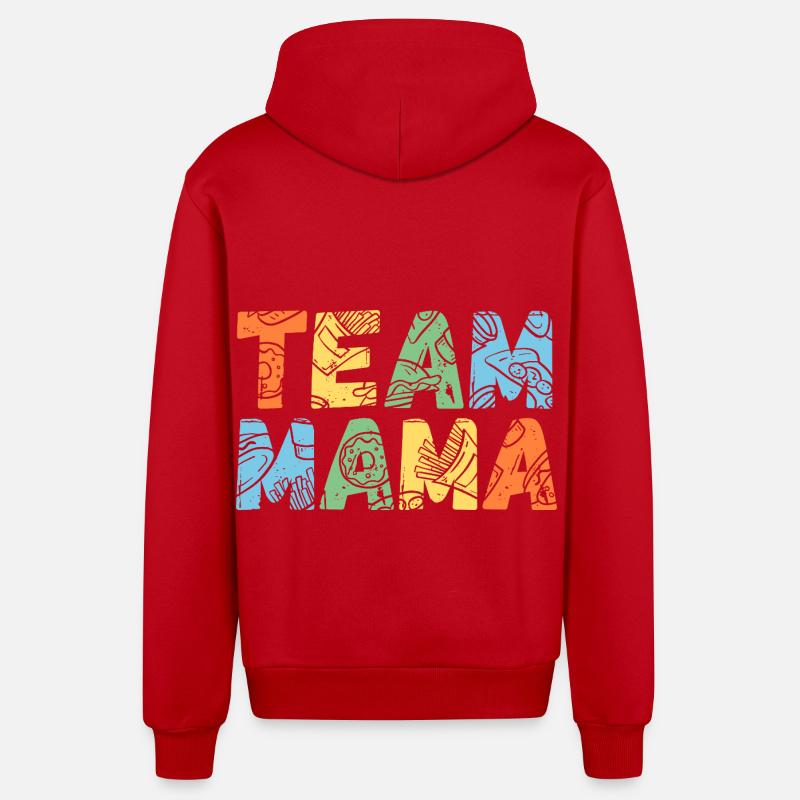 Mère Équipe Maman - Veste à capuche bio décontractée fabriquée en UE - rouge